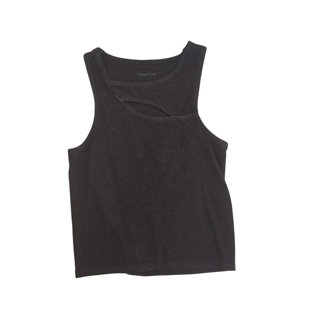 Fabletics Black Ribbed Cutout Tank Top Sleeveless Athletic Crop Top